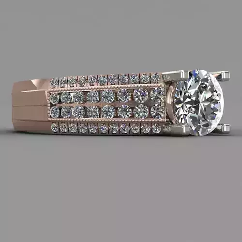 Rose Gold Women Diamond Ring 3D print model