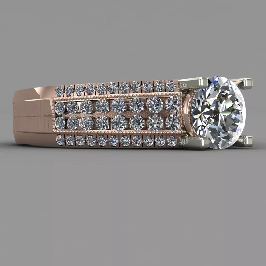 Rose Gold Women Diamond Ring 3D print model 3D print model