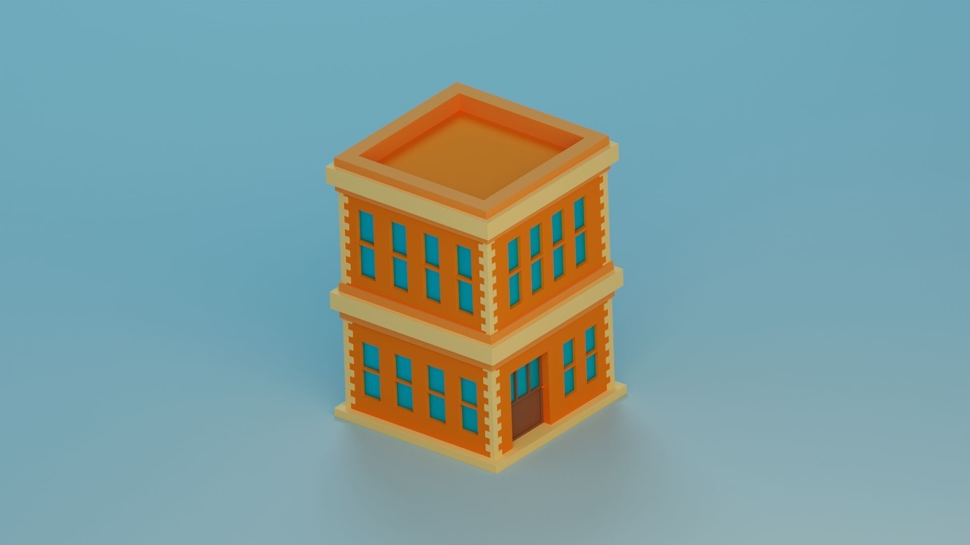 Five Low Poly Houses Low-poly 3D model_2