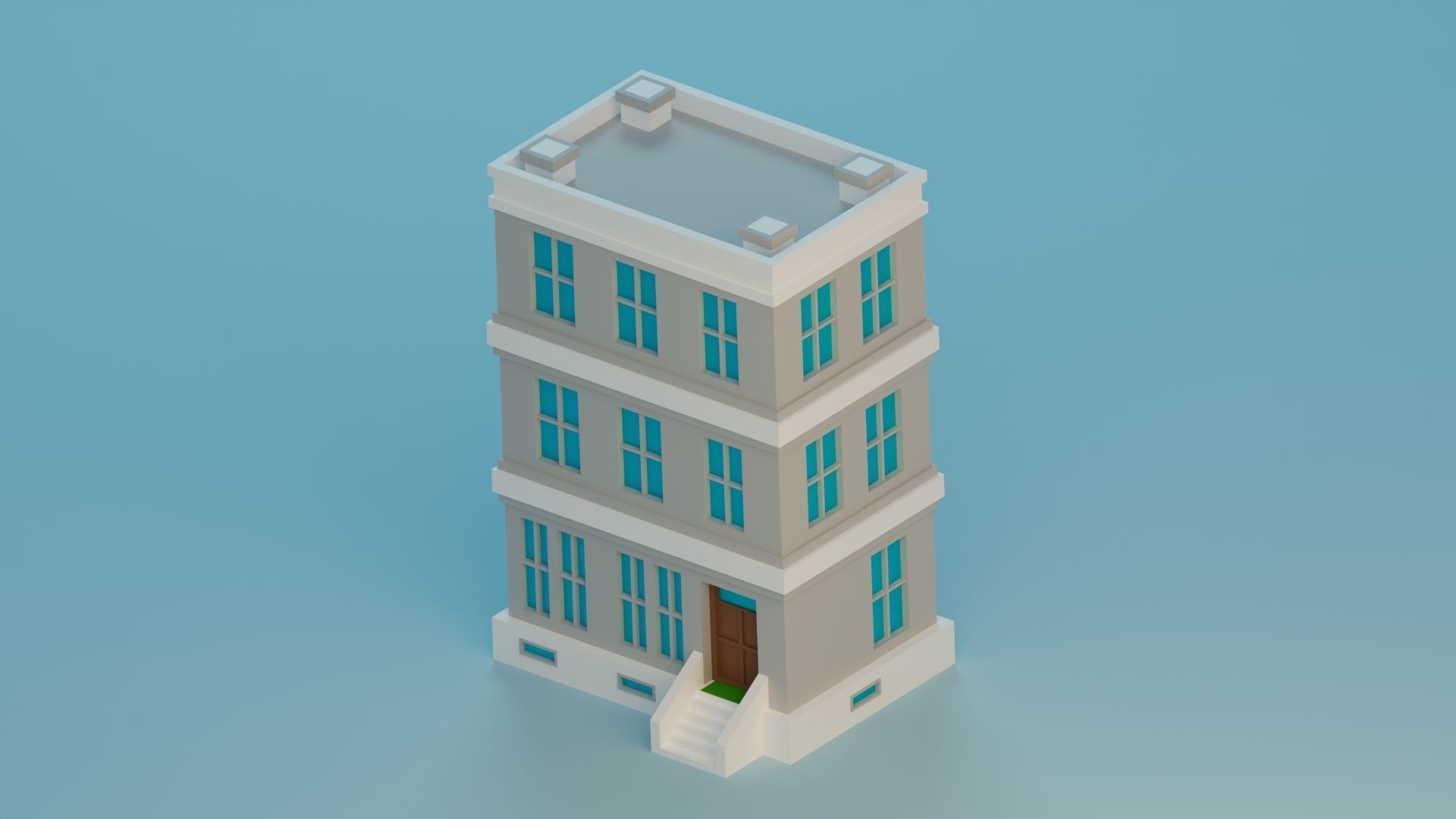 Five Low Poly Houses Low-poly 3D model_7