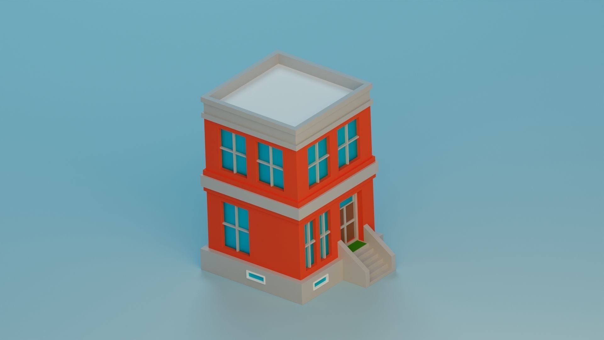 Five Low Poly Houses Low-poly 3D model_5