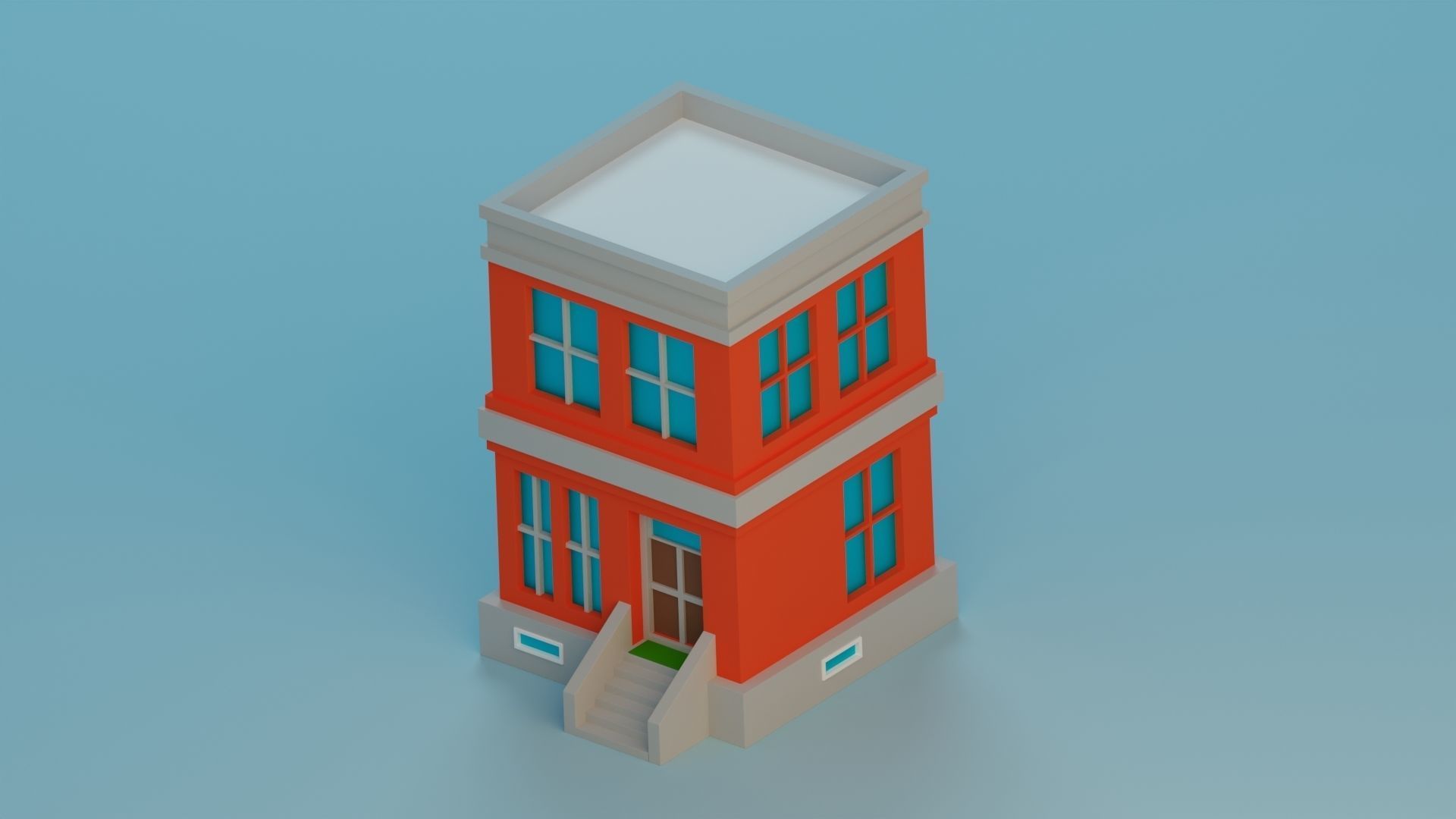 Five Low Poly Houses Low-poly 3D model_6