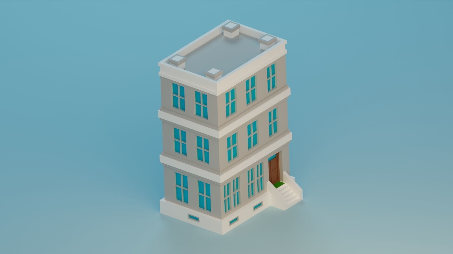 Five Low Poly Houses Low-poly 3D model_9