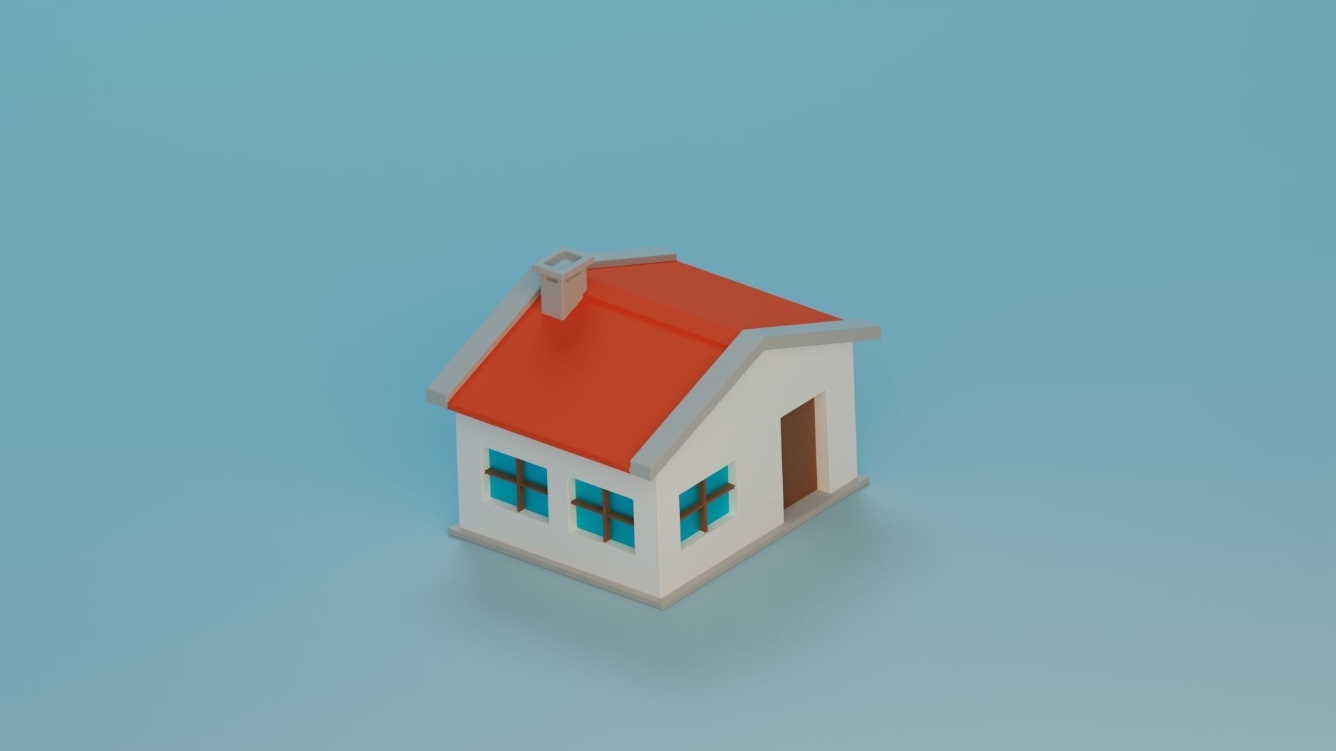 Five Low Poly Houses Low-poly 3D model_3