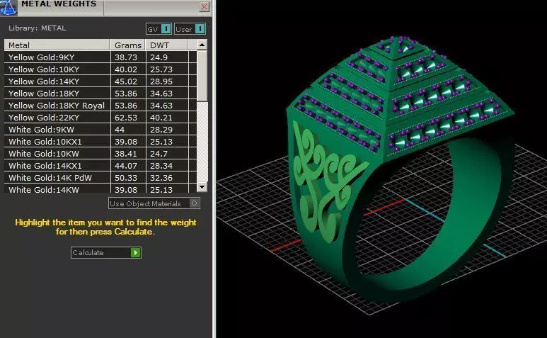 Gem set pyramid ring 3D print model_0