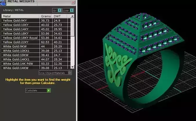 Gem set pyramid ring