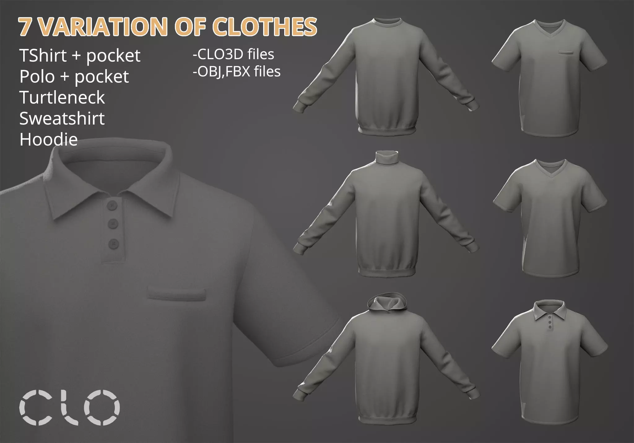 7 TYPES OF CLOTHES 3D Model 3D model_0