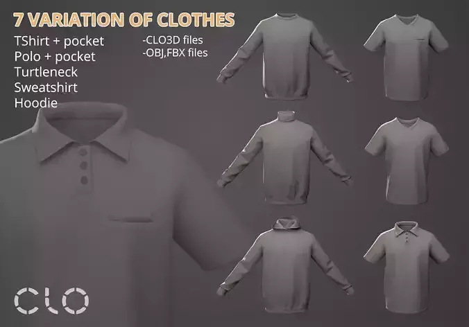 7 TYPES OF CLOTHES 3D Model 3D model