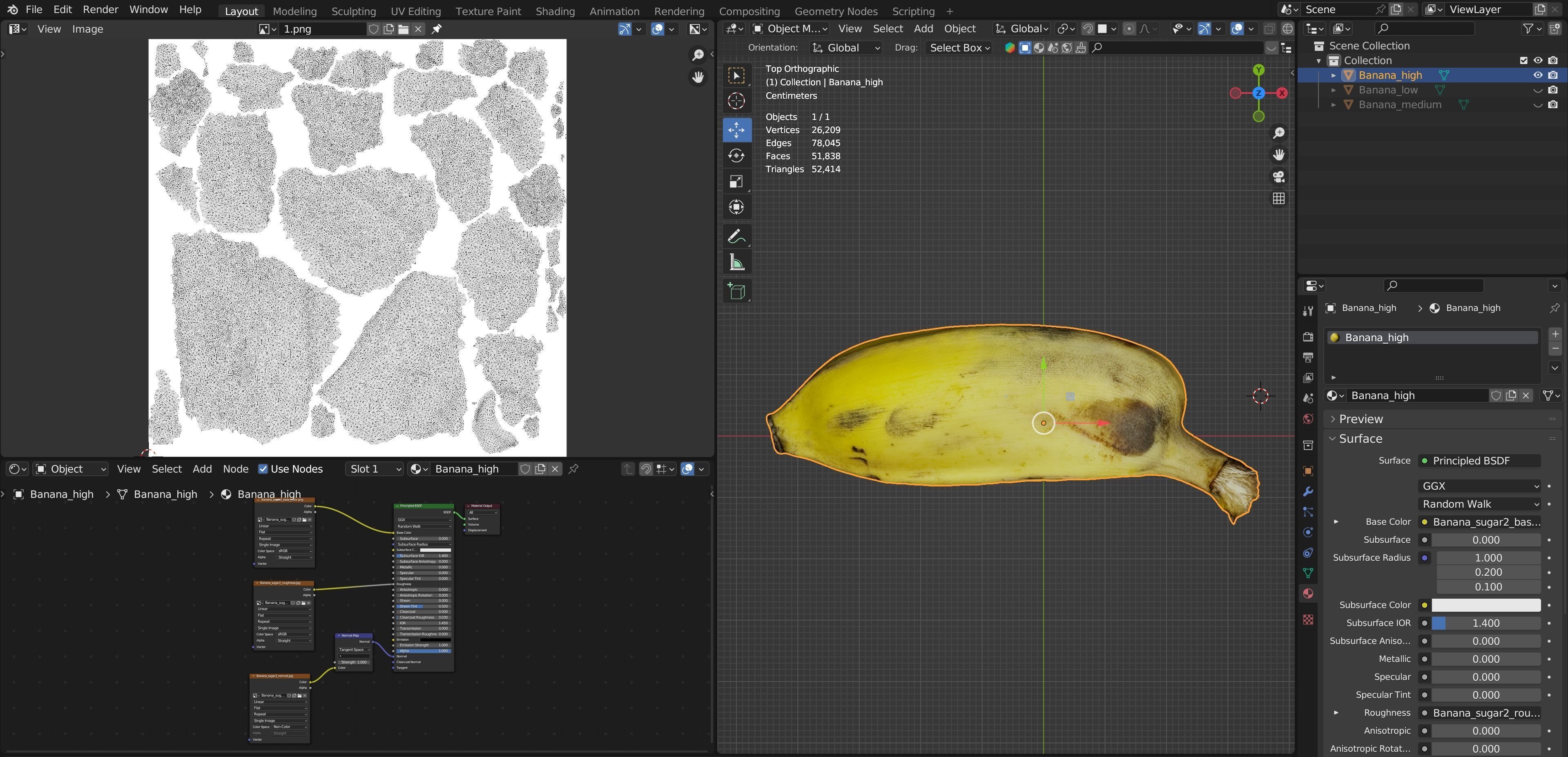 Realistic Sugar banana 2 Low-poly 3D model_13