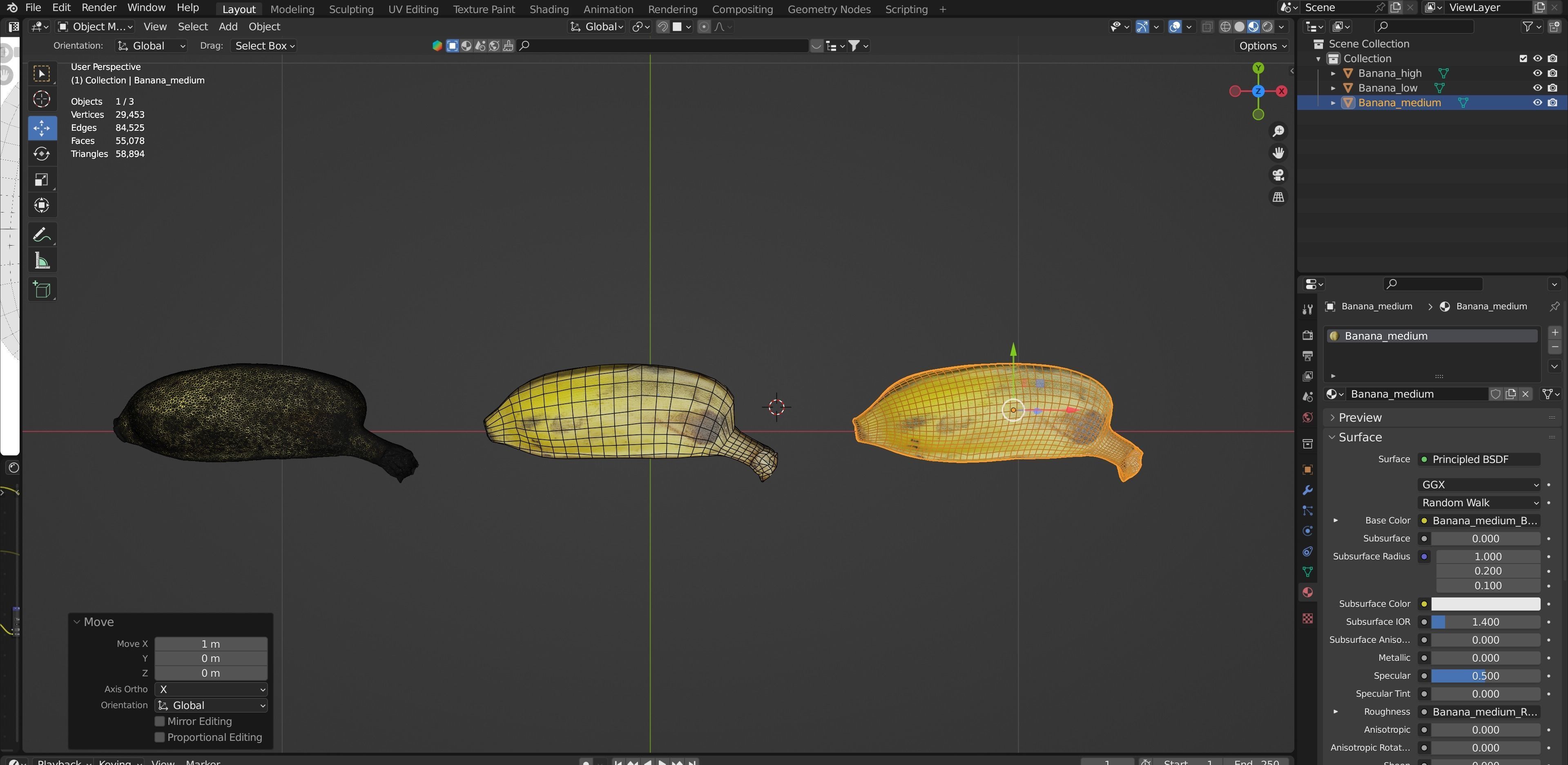 Realistic Sugar banana 2 Low-poly 3D model_16