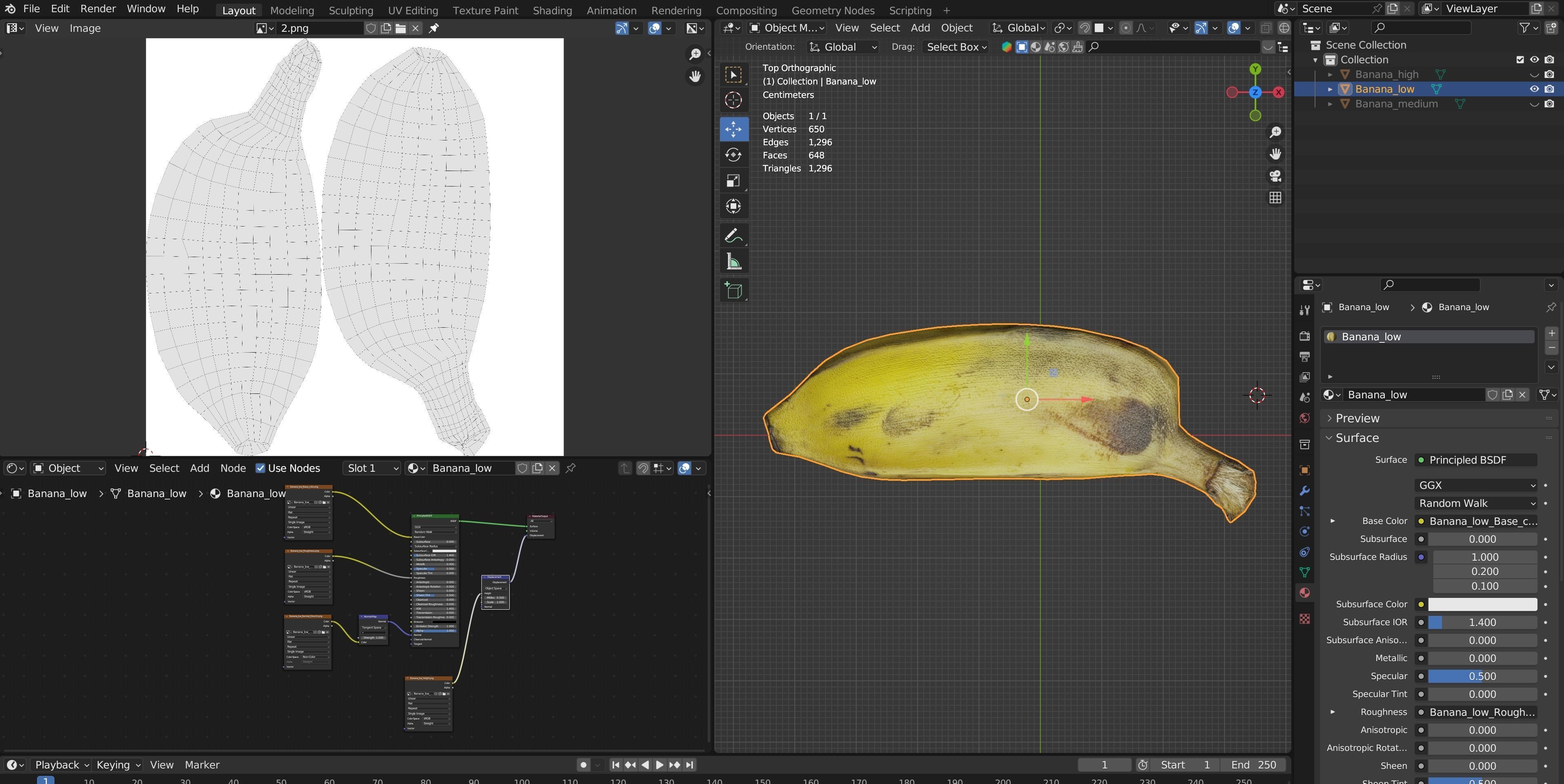 Realistic Sugar banana 2 Low-poly 3D model_15