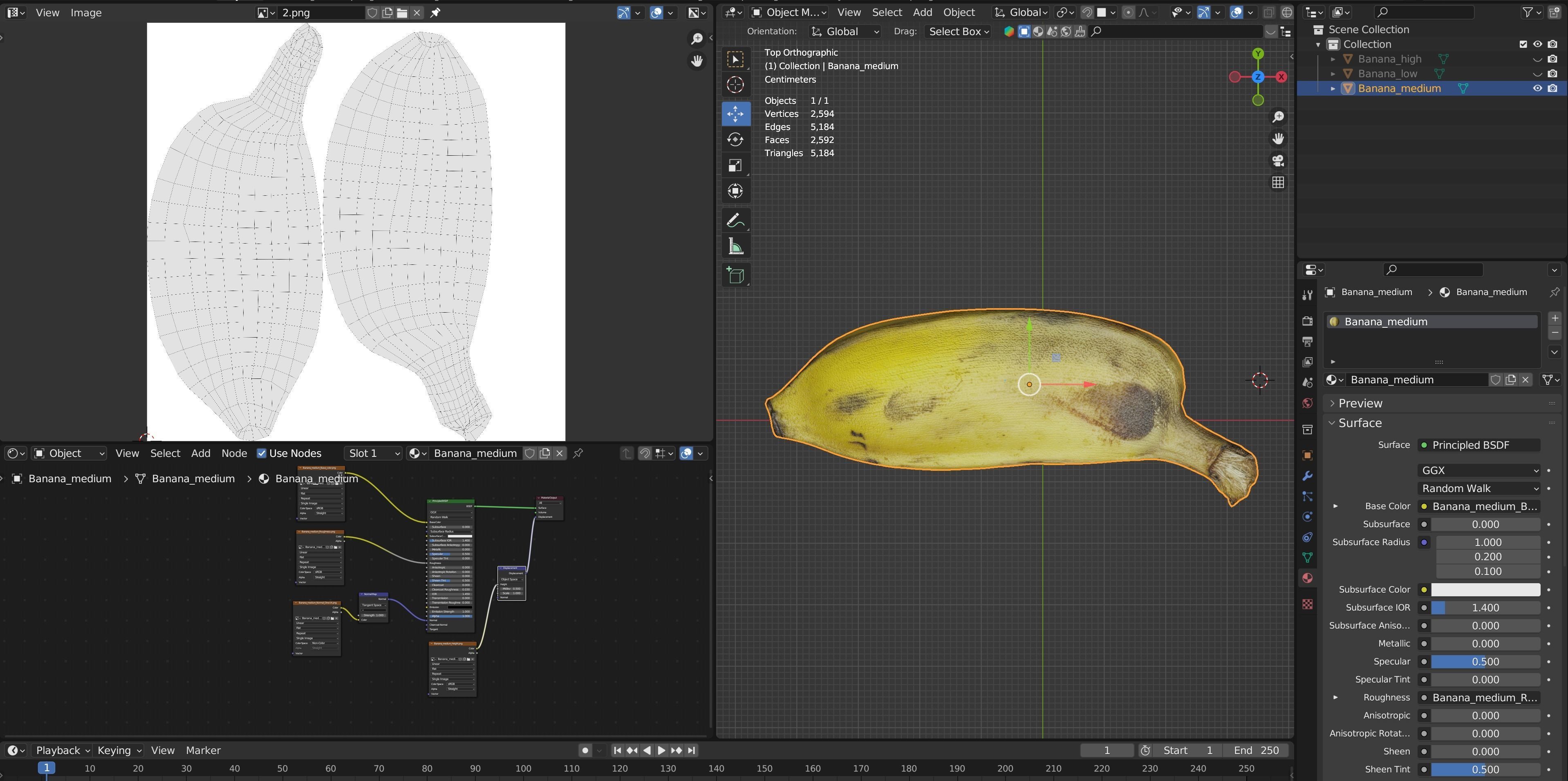 Realistic Sugar banana 2 Low-poly 3D model_14