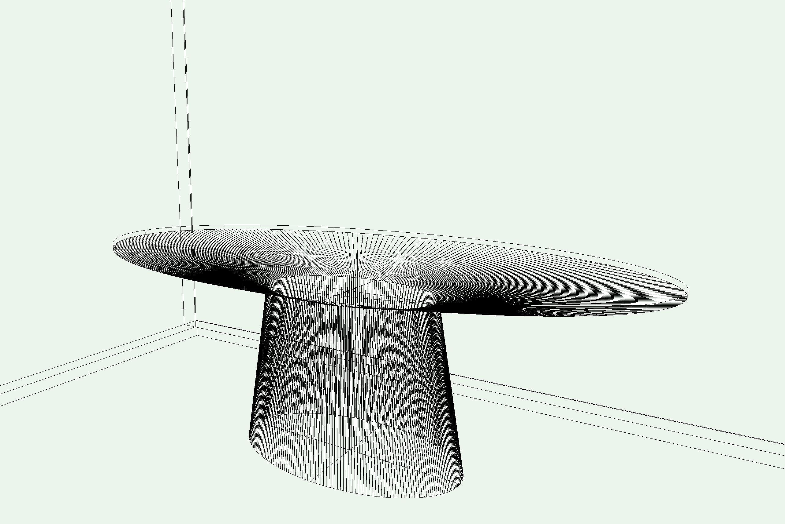 Angel Cerda LE015 Mesa de Comedor oval table VectorWorks model Low-poly 3D model_1