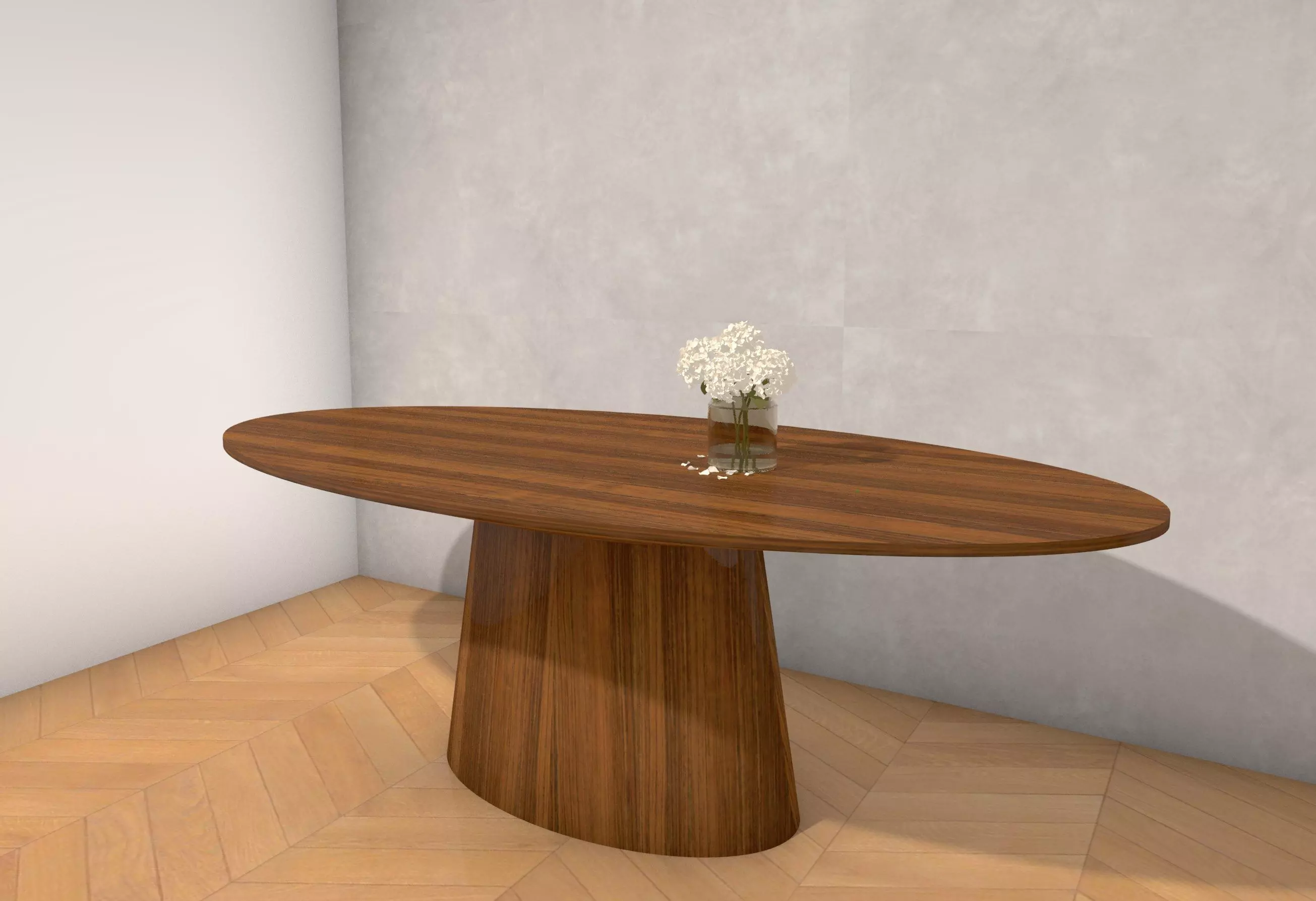 Angel Cerda LE015 Mesa de Comedor oval table VectorWorks model Low-poly 3D model_0