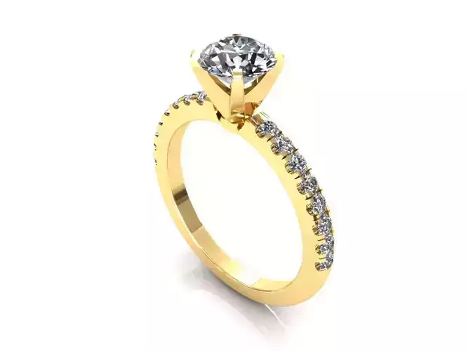 Pave Solitaire Diamond Ring