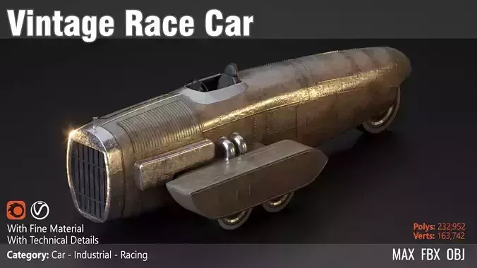 Vintage Race Car 3D model