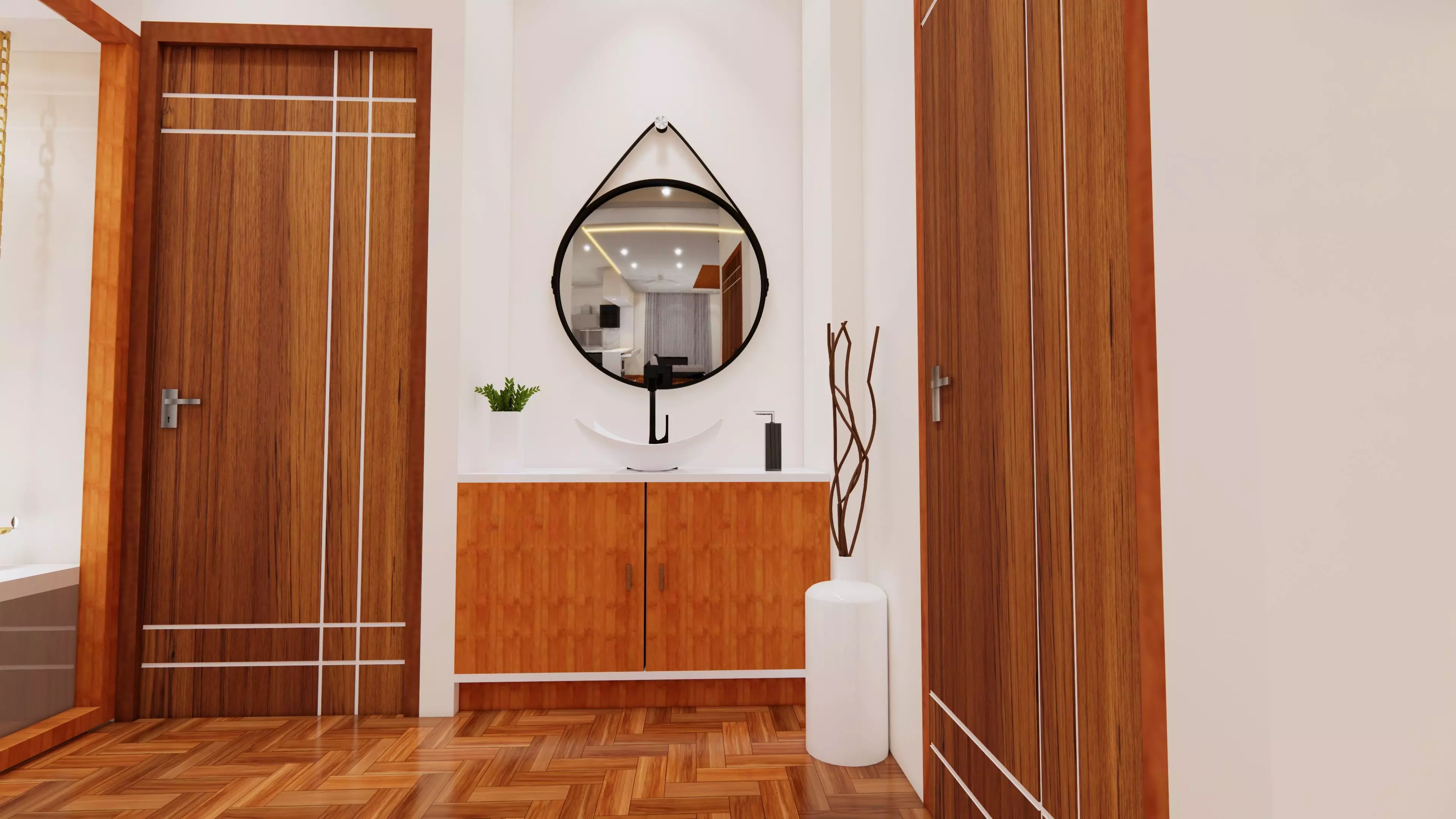 ROUND MIRROR AND WASHBASIN 3D print model