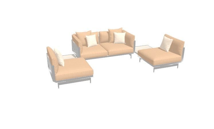 armchairs sofa coffee table 3D model_1