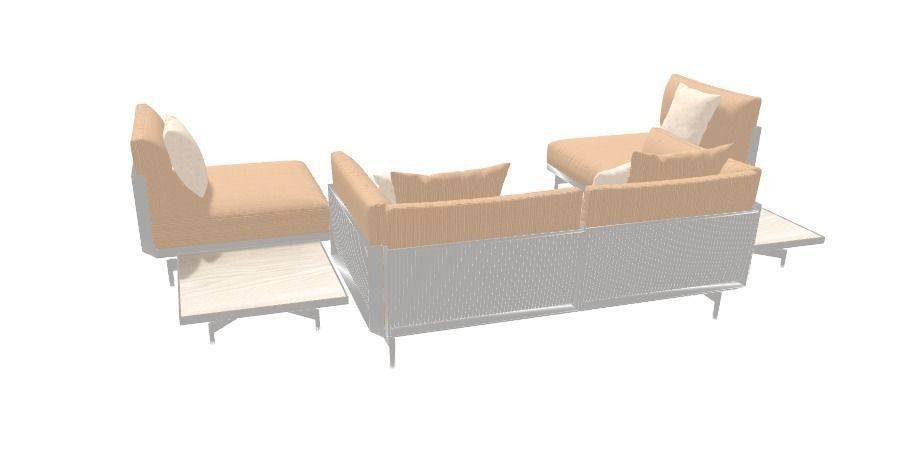 armchairs sofa coffee table 3D model_2
