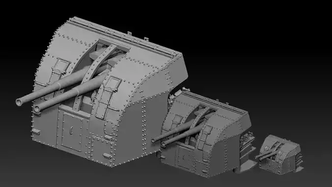 British Royal Navy 4 inch gun for scale model 3D print model