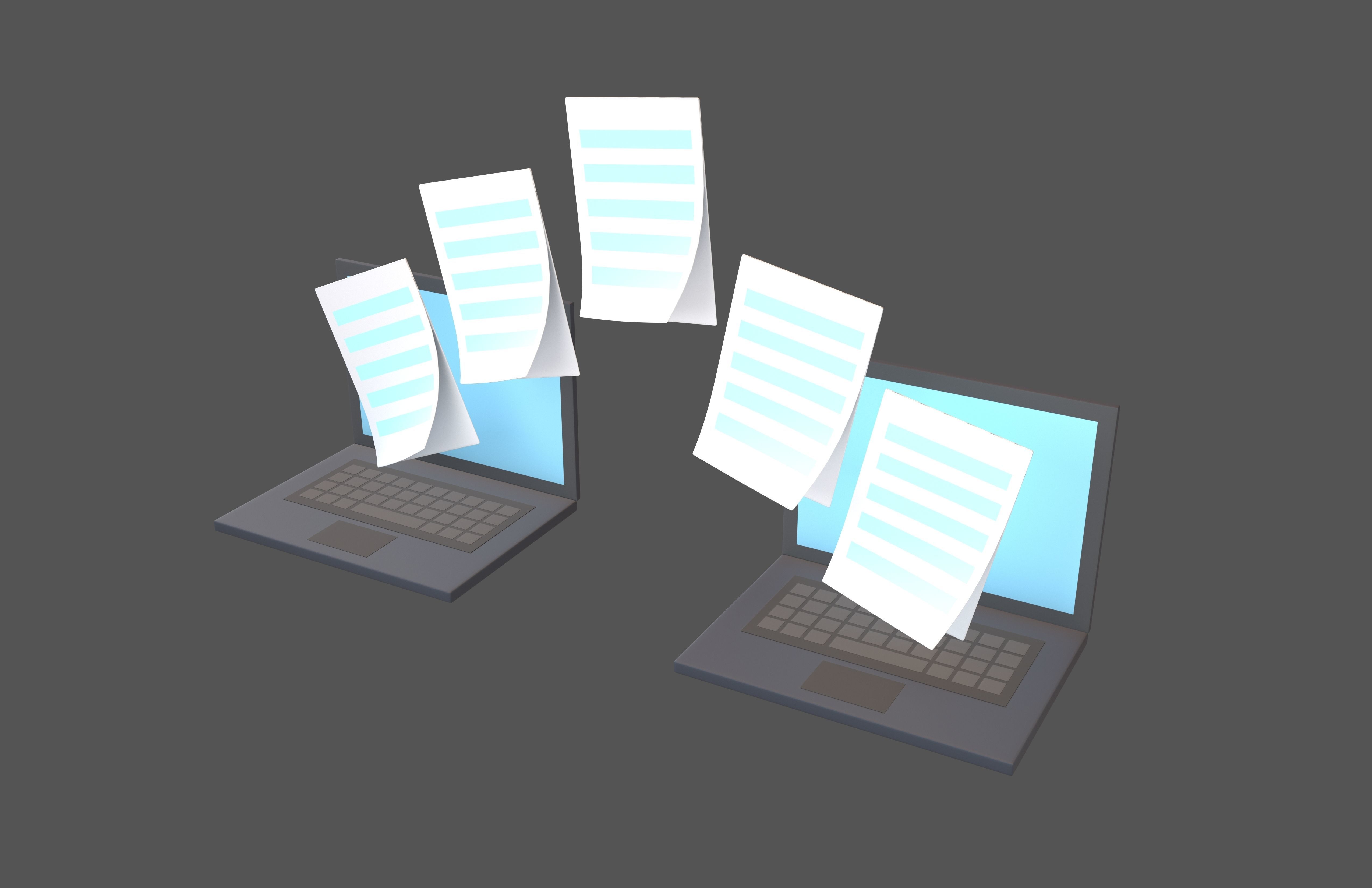 Files Transfer Icon v1 003 Low-poly 3D model_2
