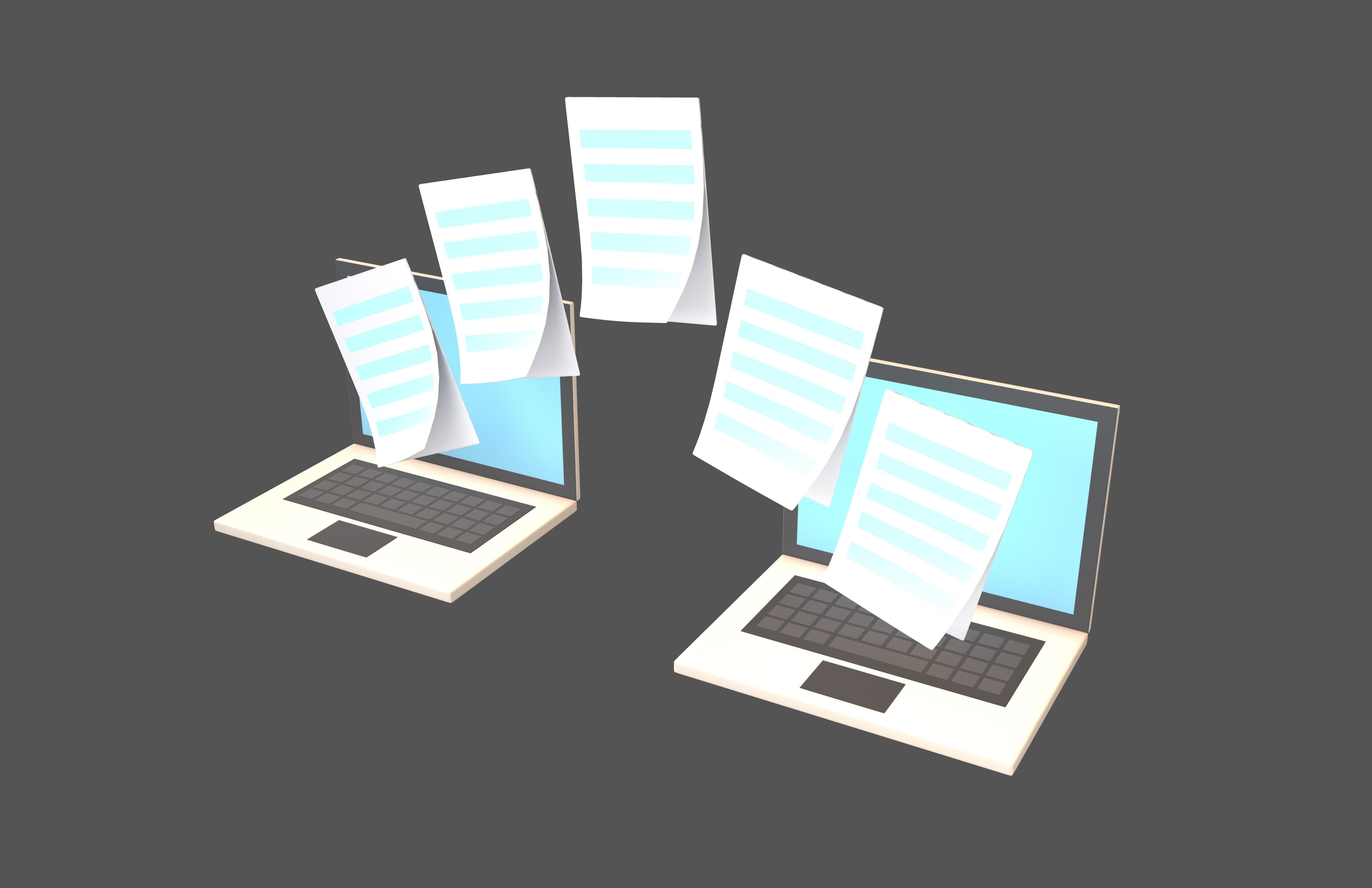 Files Transfer Icon v1 005 Low-poly 3D model_2