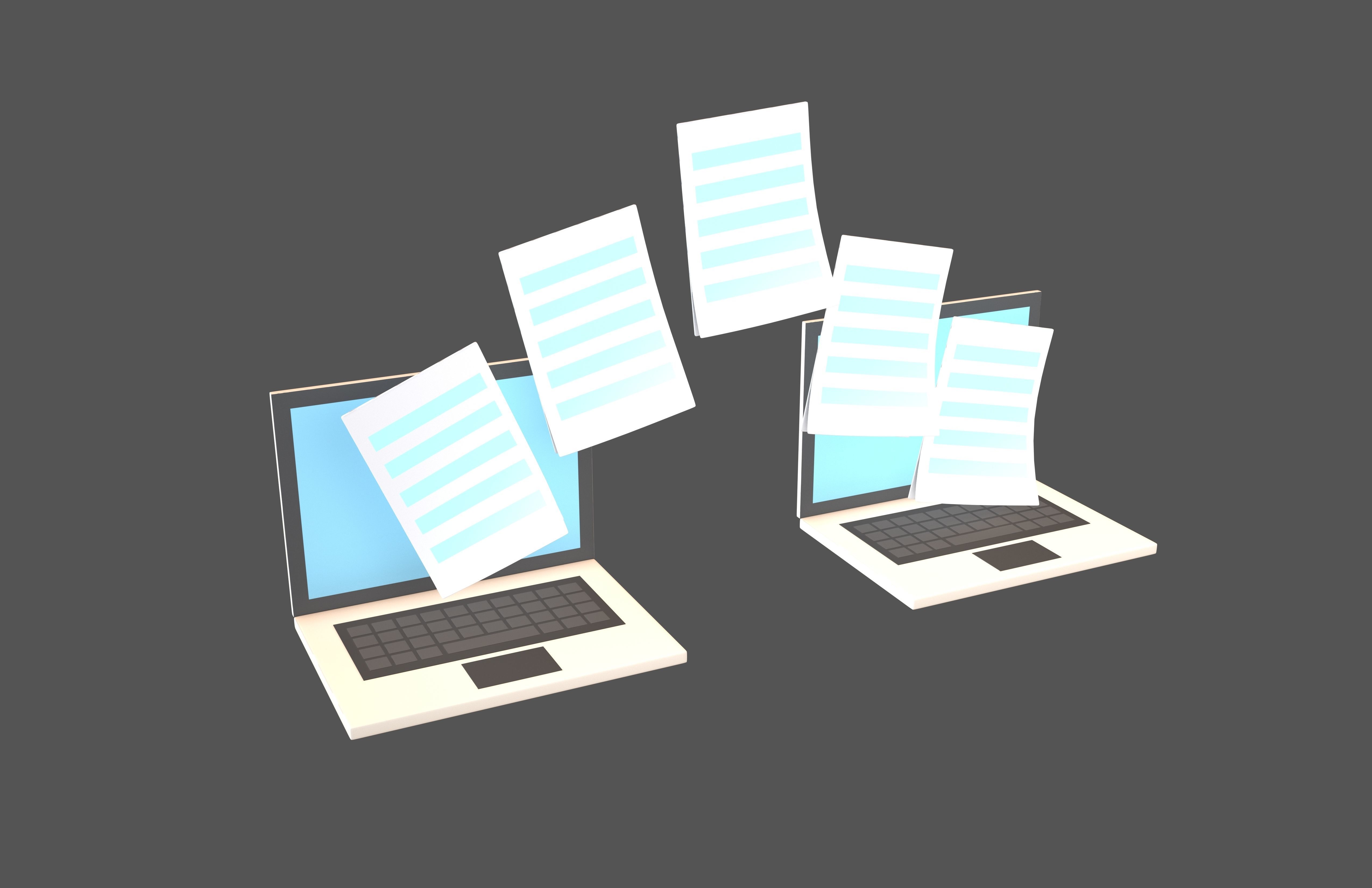 Files Transfer Icon v1 005 Low-poly 3D model_1