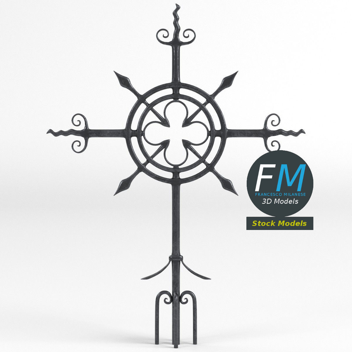Cast iron Cross 3D model_3