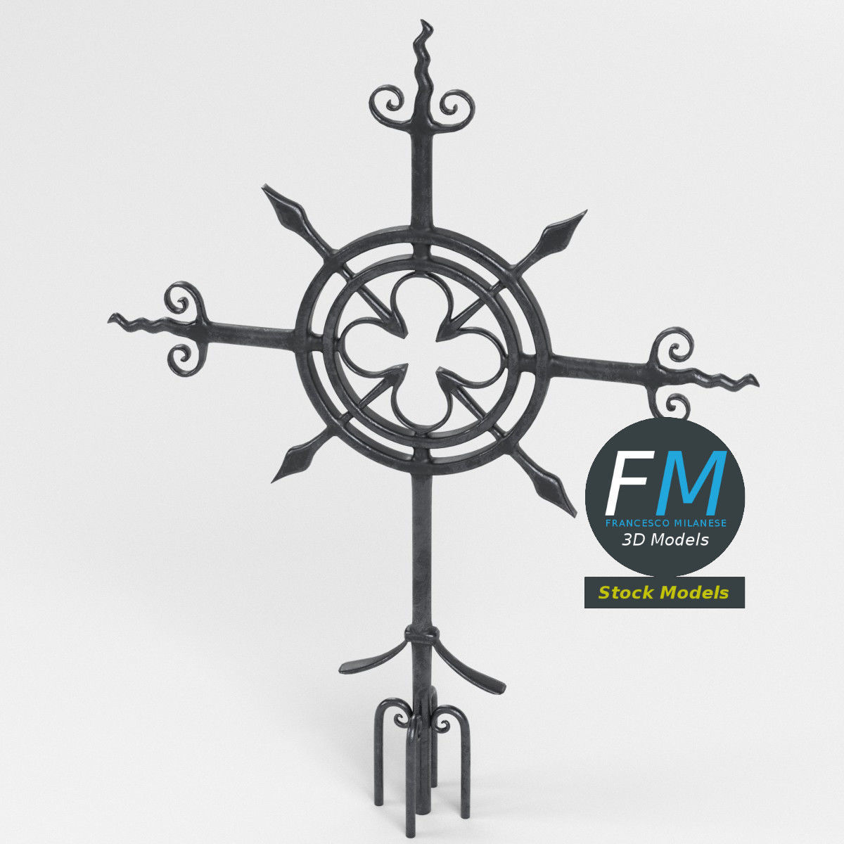 Cast iron Cross 3D model_2