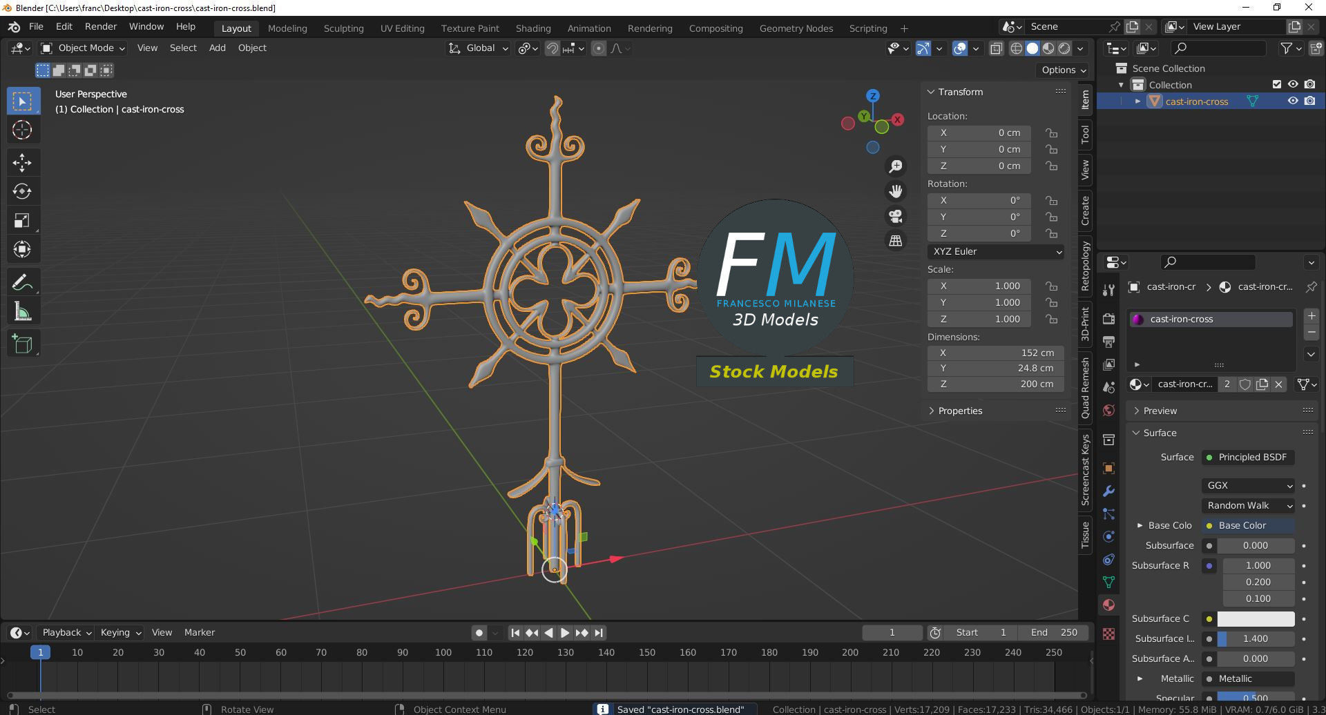 Cast iron Cross 3D model_9