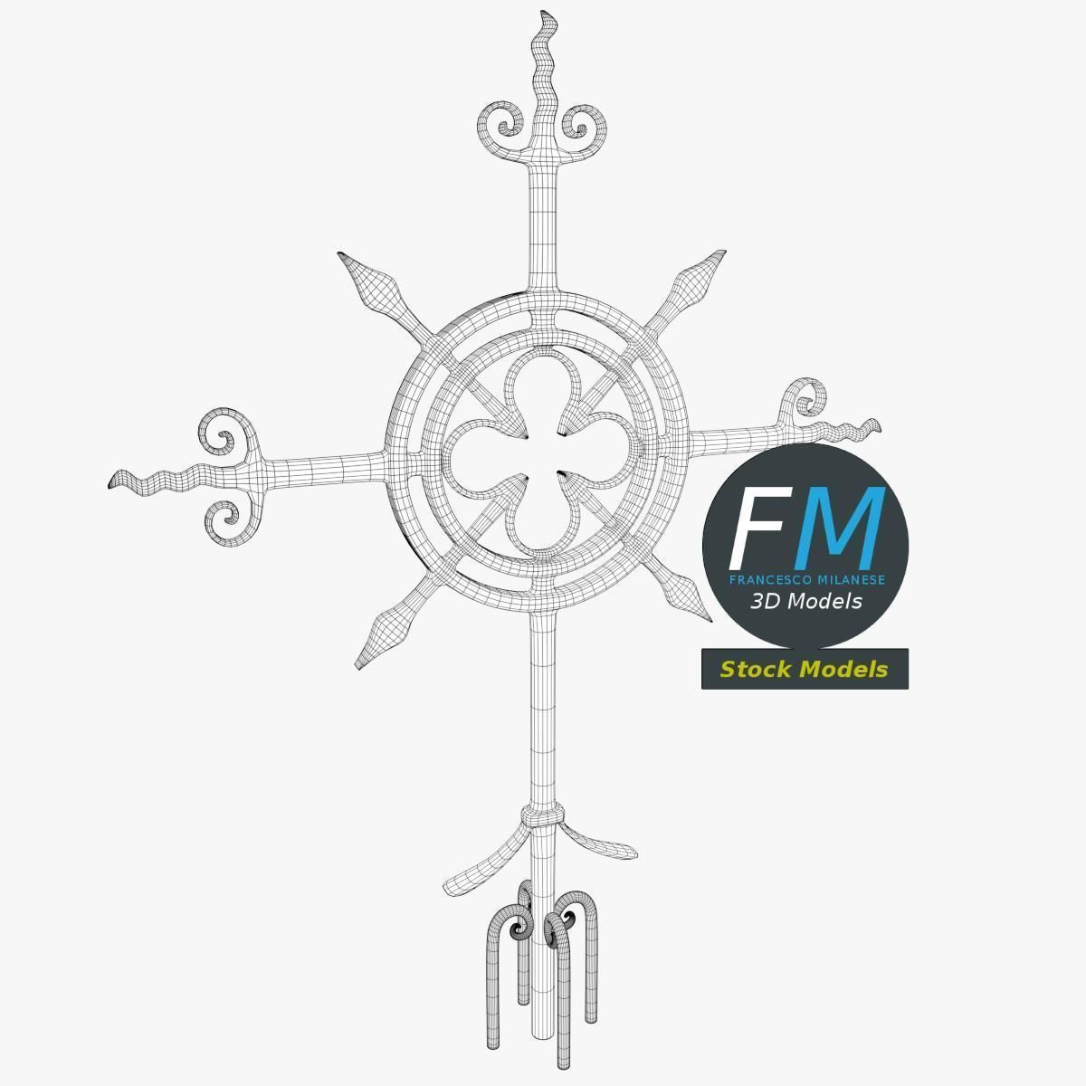 Cast iron Cross 3D model_7