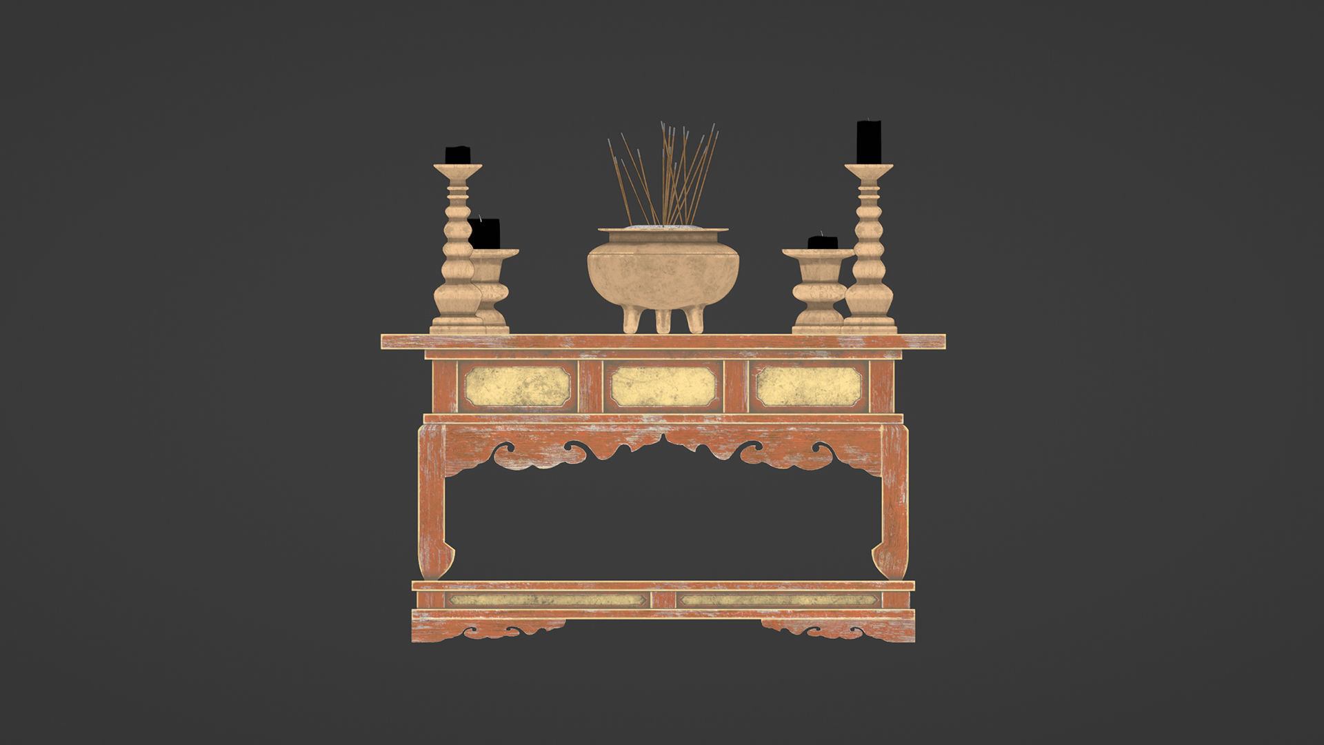 Japanese Temple Altar Low-poly 3D model_9
