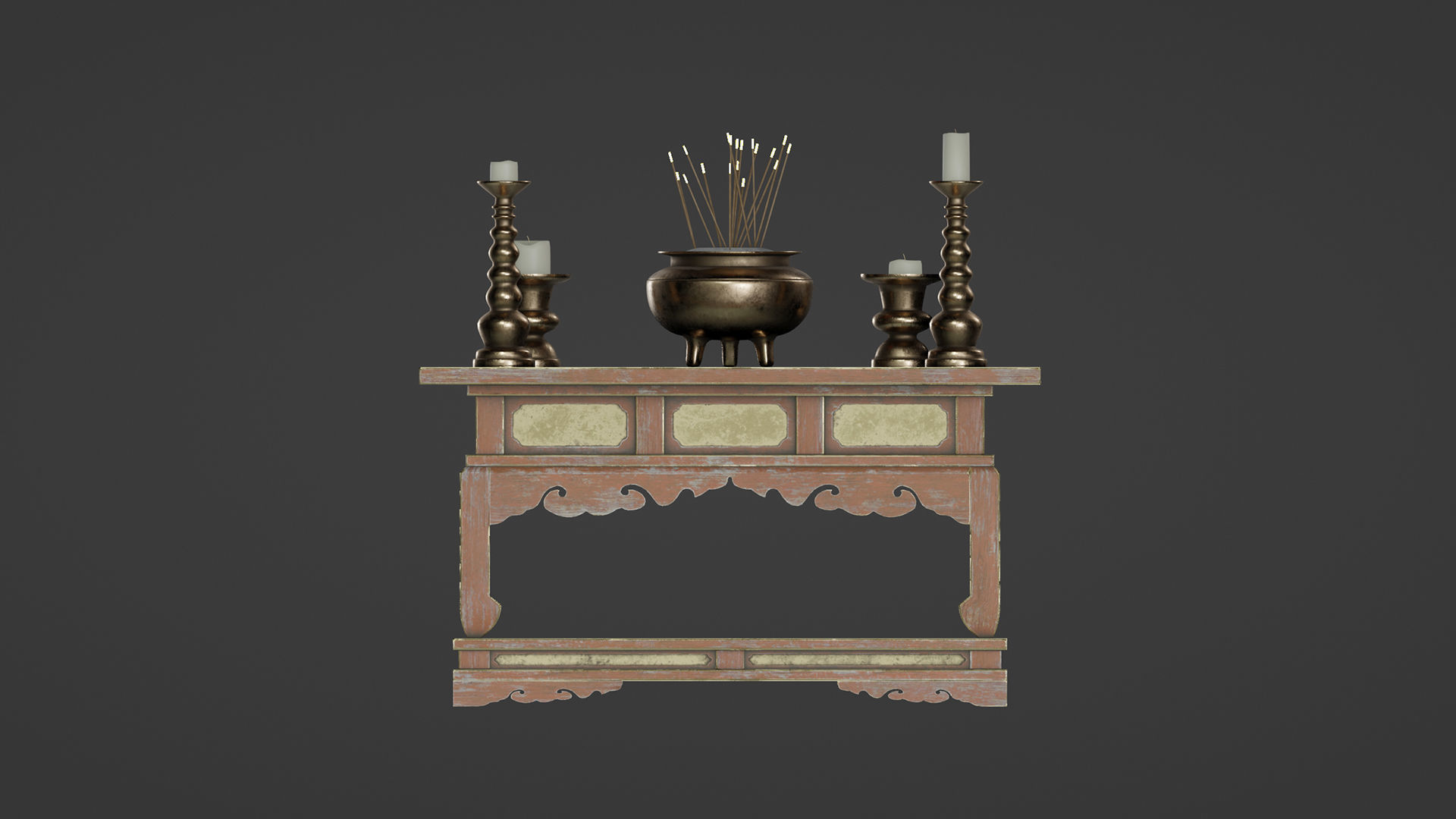 Japanese Temple Altar Low-poly 3D model_8