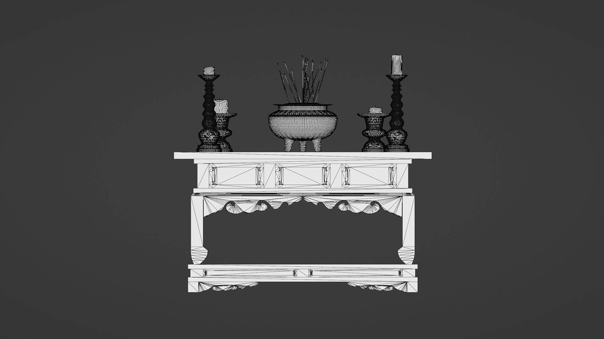 Japanese Temple Altar Low-poly 3D model_10