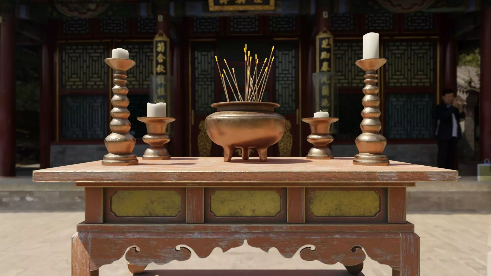 Japanese Temple Altar Low-poly 3D model_0