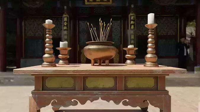 Japanese Temple Altar Low-poly 3D model