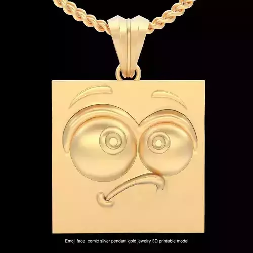 Emoji face comic silver gold jewwelry 3D printable model 3D Model Collection