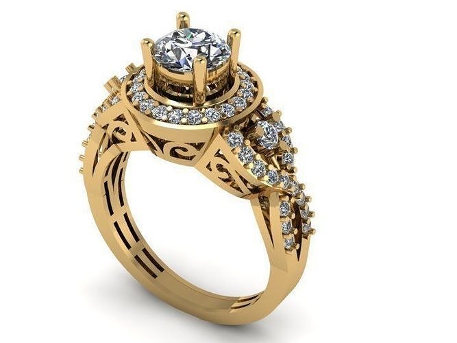 Diamond Solitare Ring 3D print model