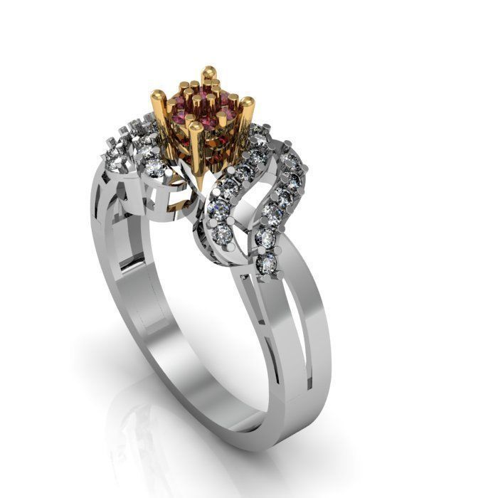 daimond ring 3D print model_2