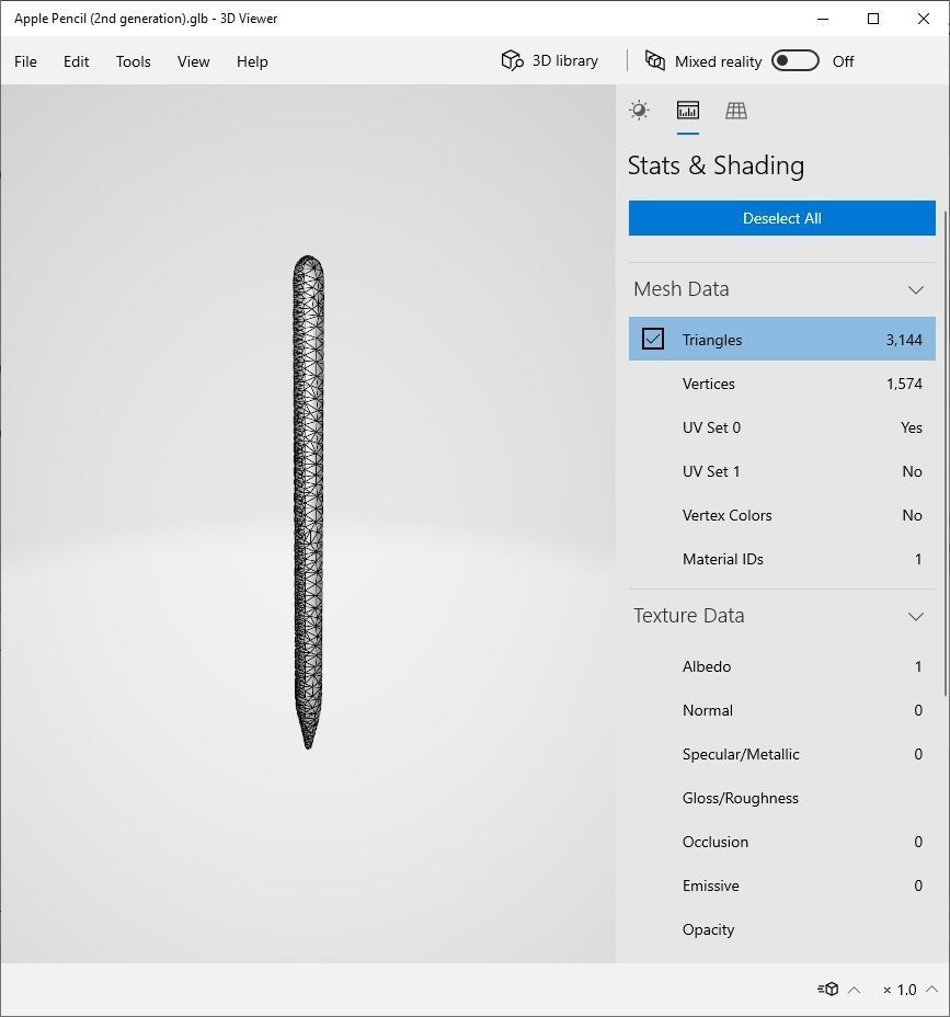 2nd generation Apple Pencil Free low-poly 3D model_15