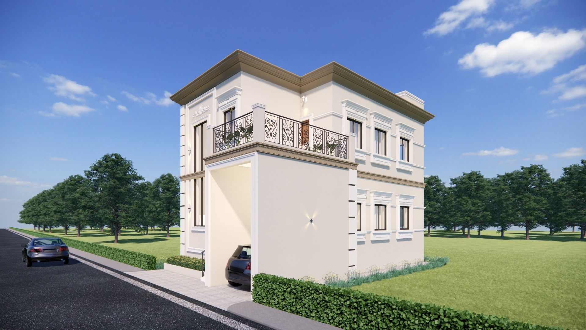 Architecture Calssical Home Concpet 3D model_1