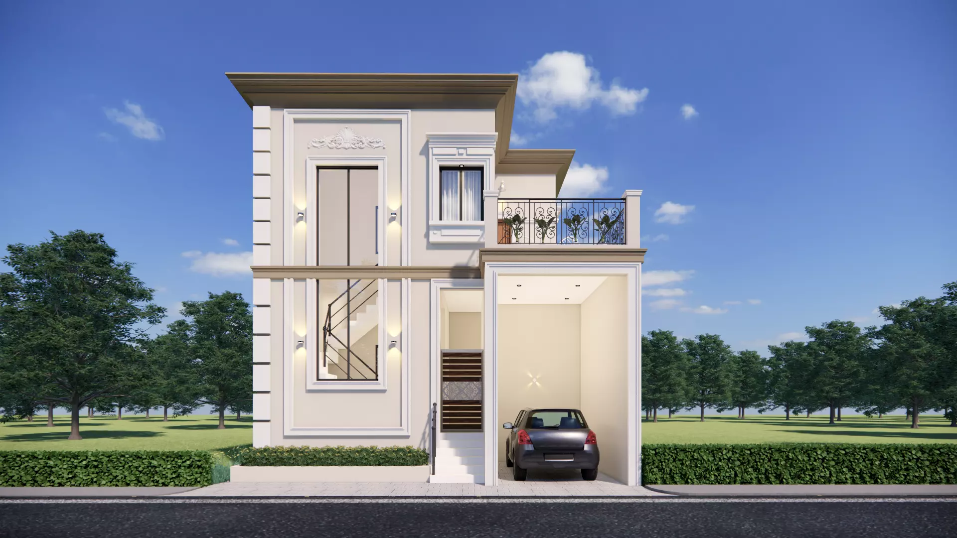 Architecture Calssical Home Concpet 3D model_0