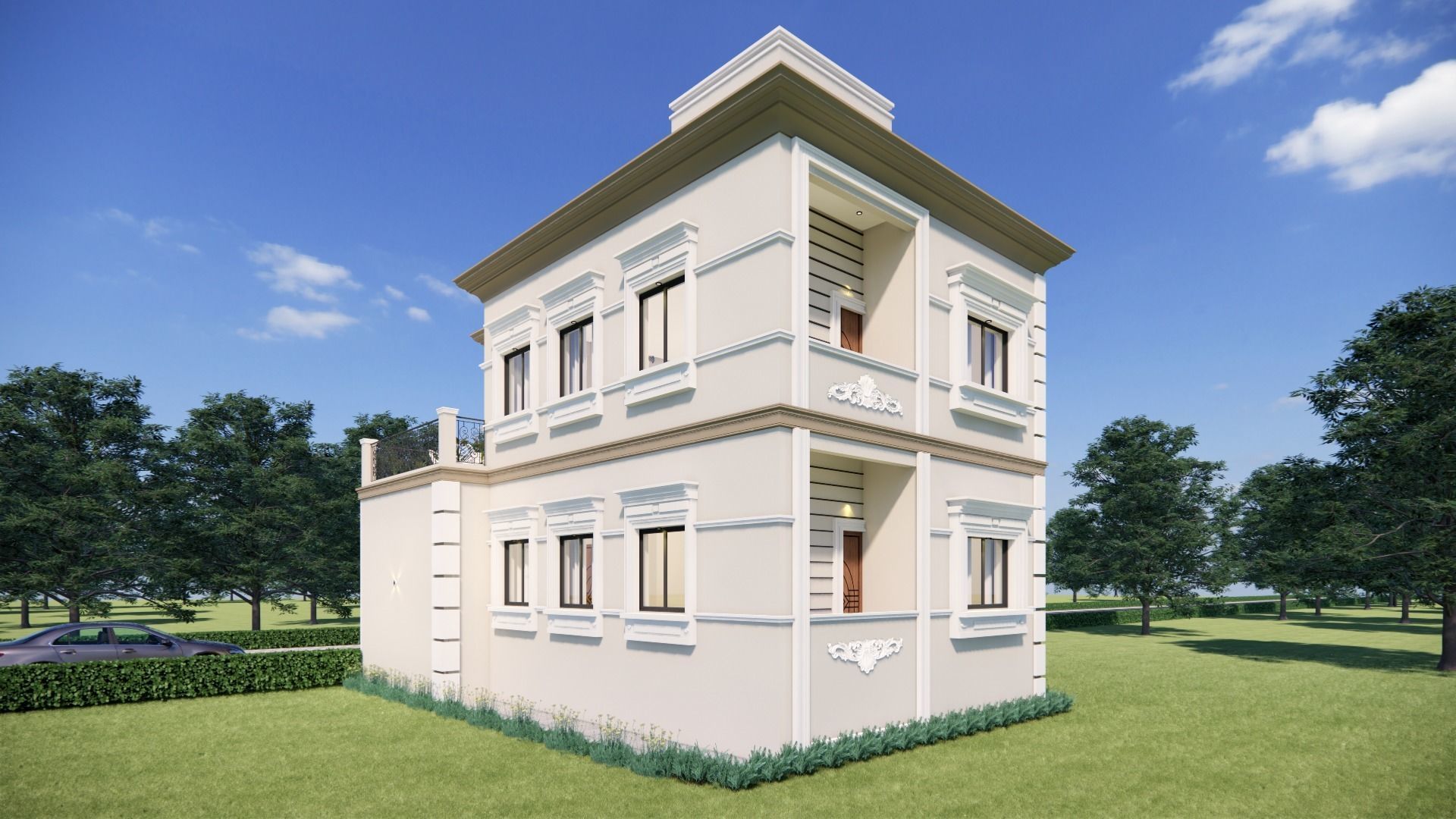 Architecture Calssical Home Concpet 3D model_2