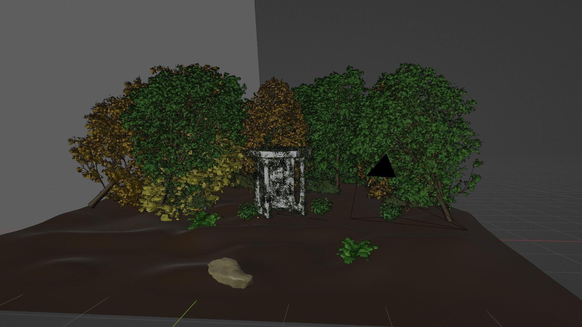 Stylized landscape scene with telephone box 3D model_7