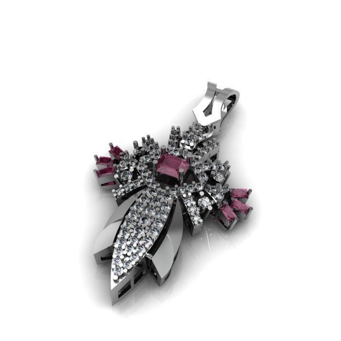 daimond and ruby pandant 3D print model_2
