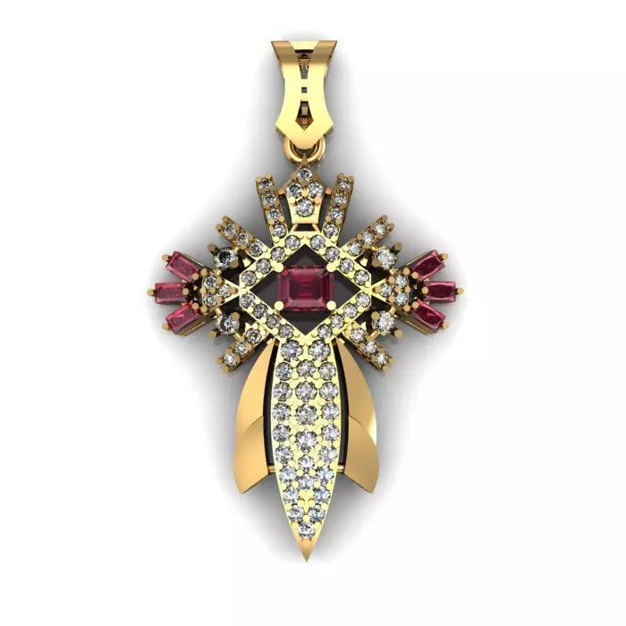 daimond and ruby pandant 3D print model_0