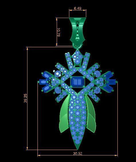 daimond and ruby pandant 3D print model_6