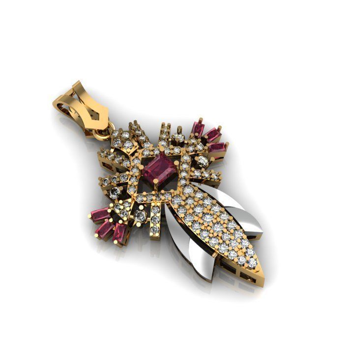 daimond and ruby pandant 3D print model_4