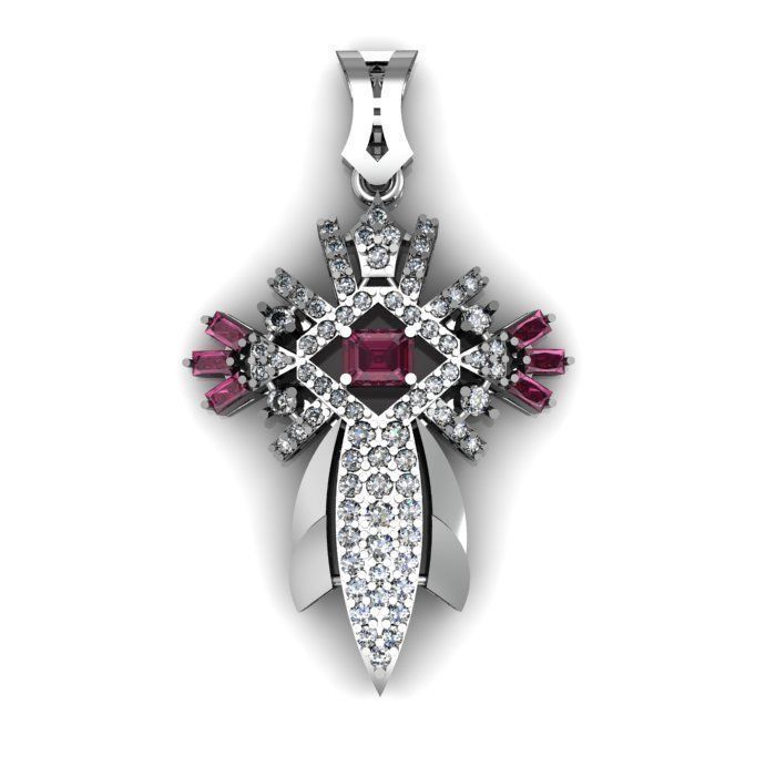 daimond and ruby pandant 3D print model_1
