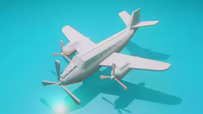 Three propeller plane  Low-poly 3D model